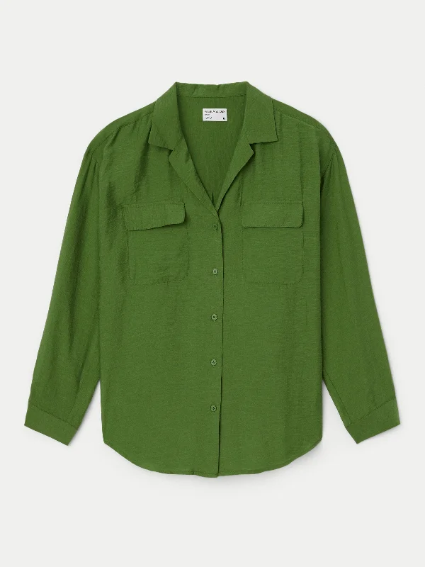 The Sheer Blouse in Military Green