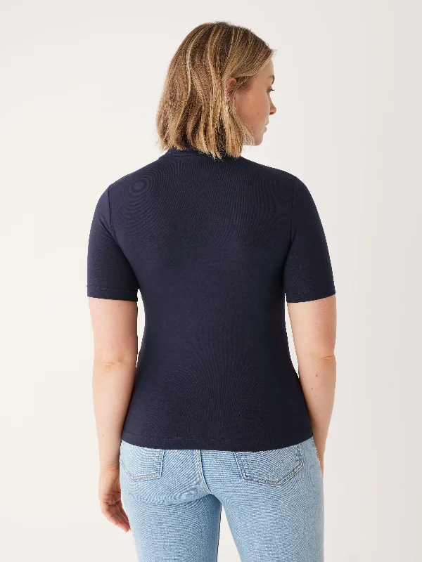 The Mid-Sleeve Mockneck in Dark Blue