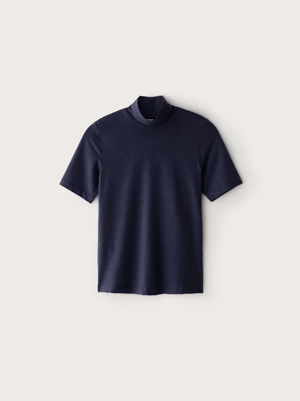 The Mid-Sleeve Mockneck in Dark Blue