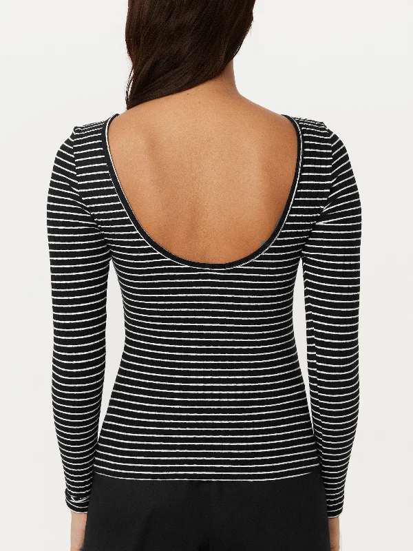 The Ribbed Long Sleeve Top in Black