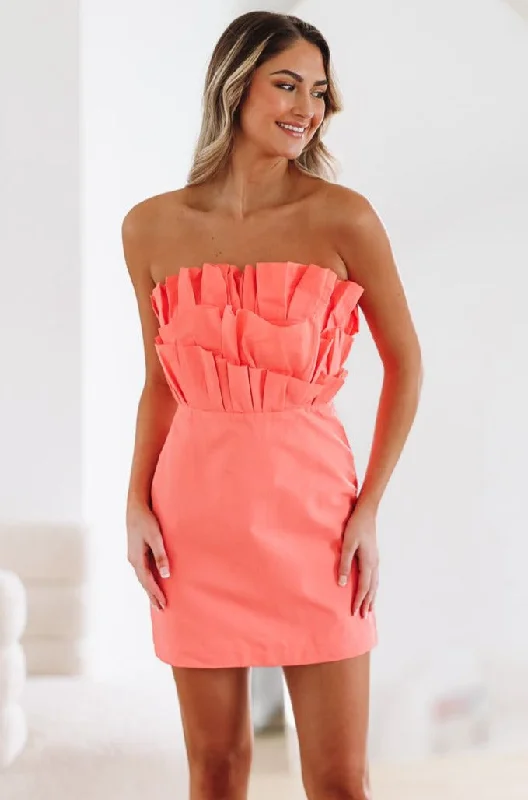 All Smiles Cocktail Mini Dress - Coral