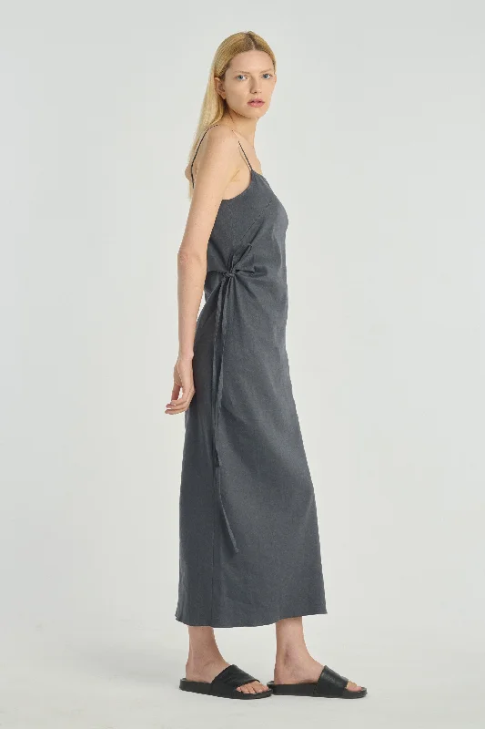 Anthracite linen cotton slip dress