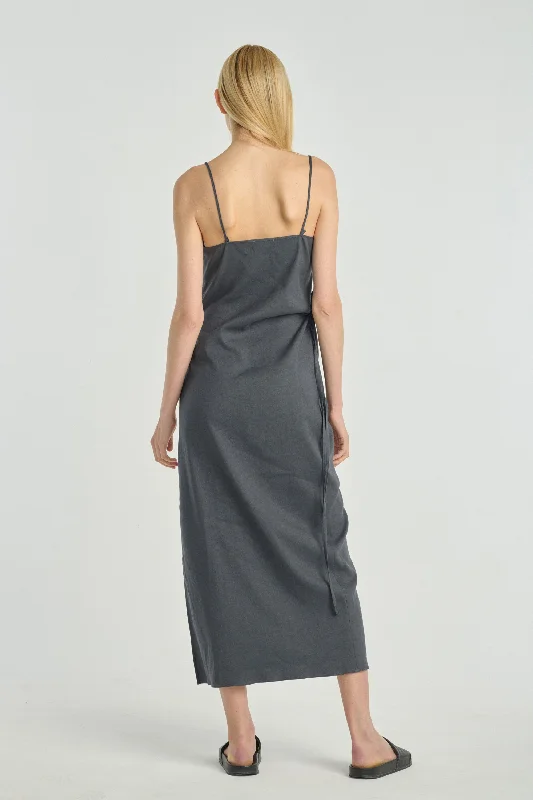 Anthracite linen cotton slip dress