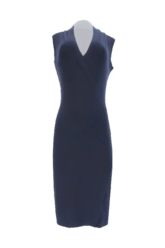 Navy Low Neckline Bodycon Dress