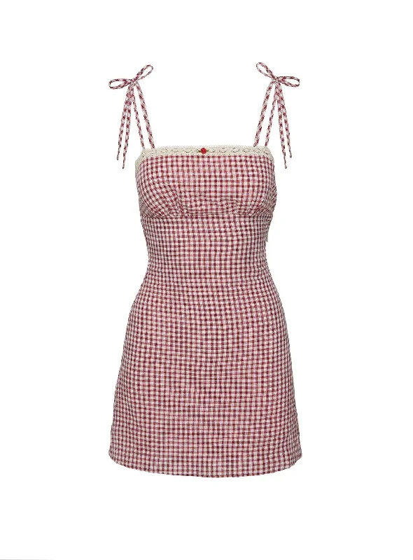 Burkes Mini Dress Red Check Petite