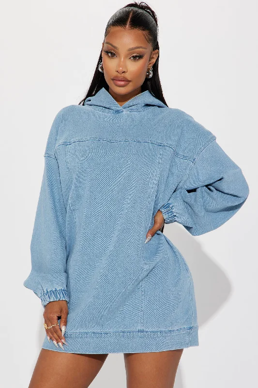 Dani Denim Sweatshirt Mini Dress - Blue