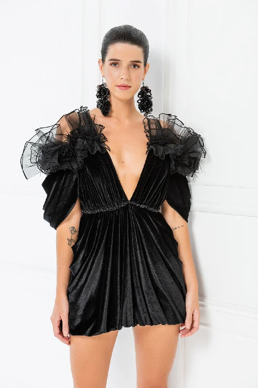 DESIGNER BLACK BALLOON  DRESS REF:55964