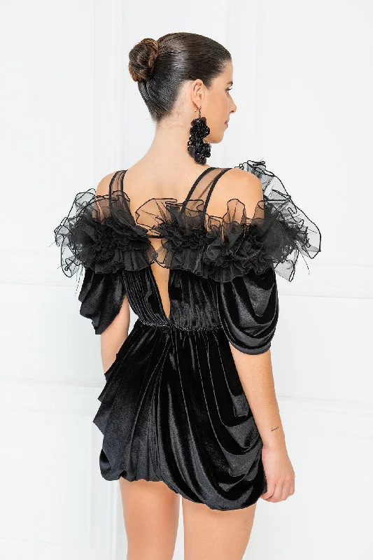 DESIGNER BLACK BALLOON  DRESS REF:55964