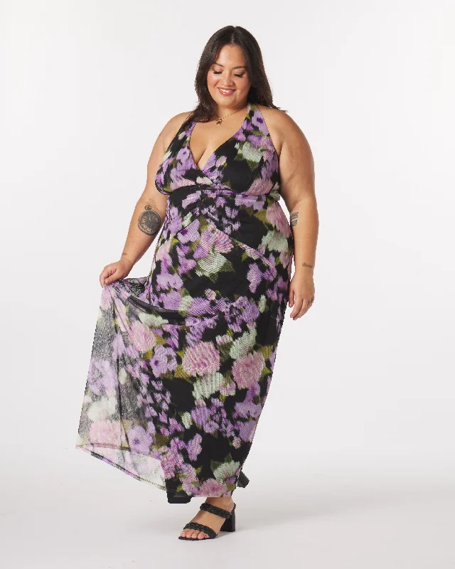 “Elizabeth” Halter Maxi Dress in Jaded Floral