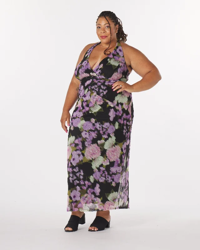 “Elizabeth” Halter Maxi Dress in Jaded Floral