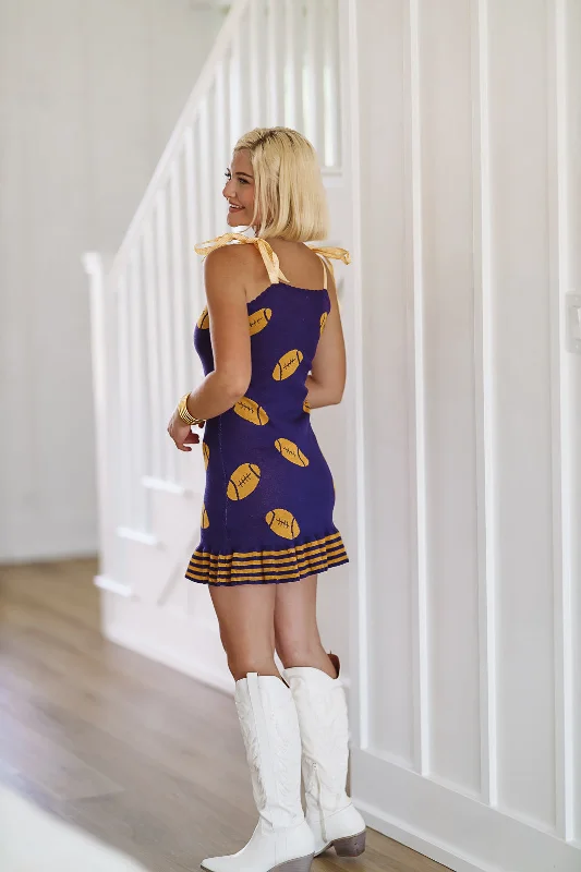 Football Ribbon Mini Dress - Purple and Gold