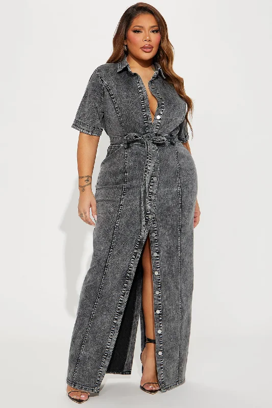 Kara Denim Maxi Dress - Dark Wash