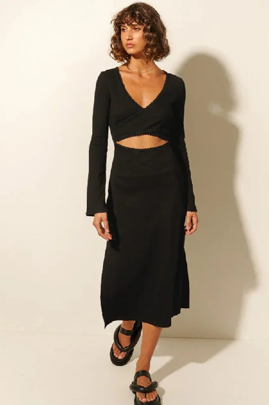 Kivari - Marta Wrap Midi Dress - Black *FINAL SALE