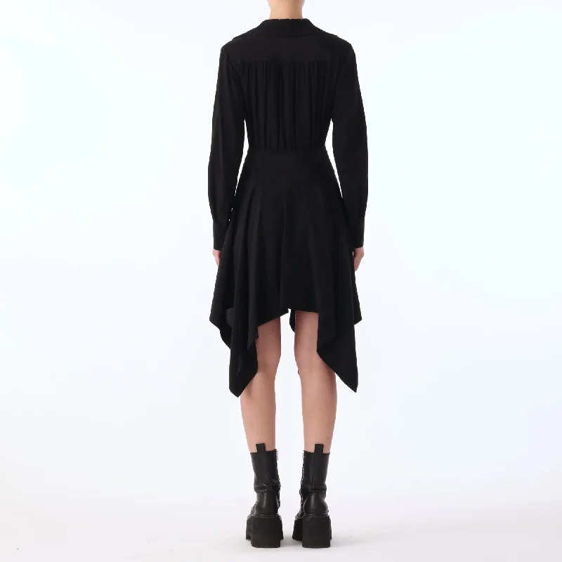 L/S SILK CDC HANDKERCHEIF HEM DRESS