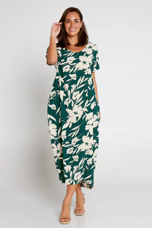 Liliana Dress - Green/Cream Floral