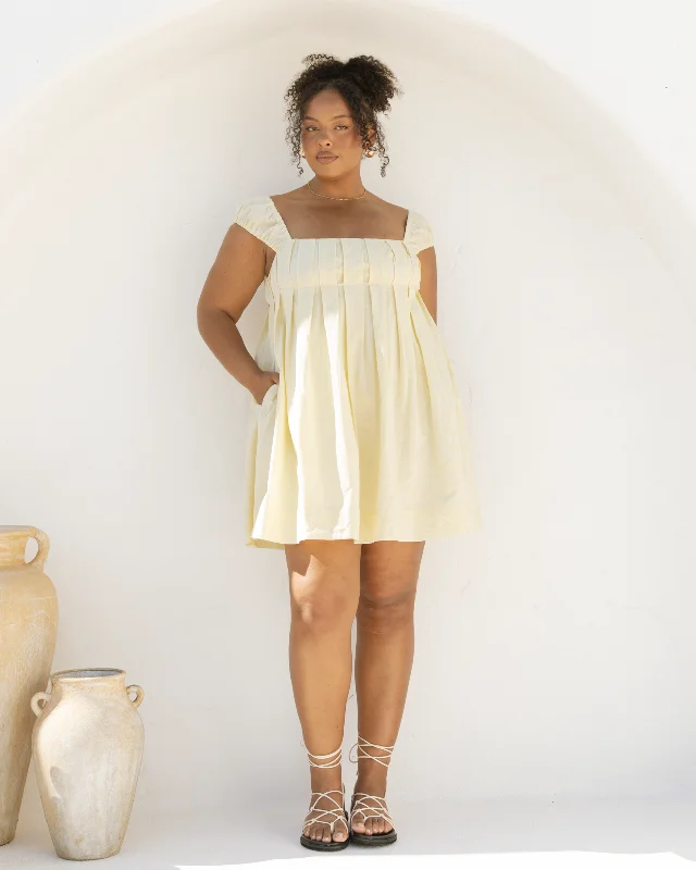 Luna Pleated Mini Dress | Yellow