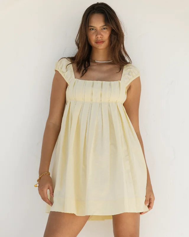 Luna Pleated Mini Dress | Yellow