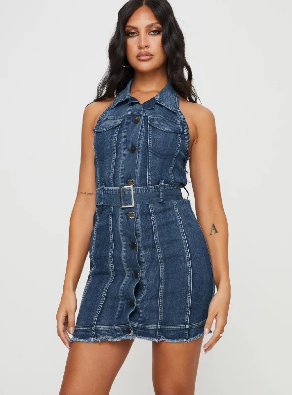 Madsen Denim Mini Dress Mid Blue