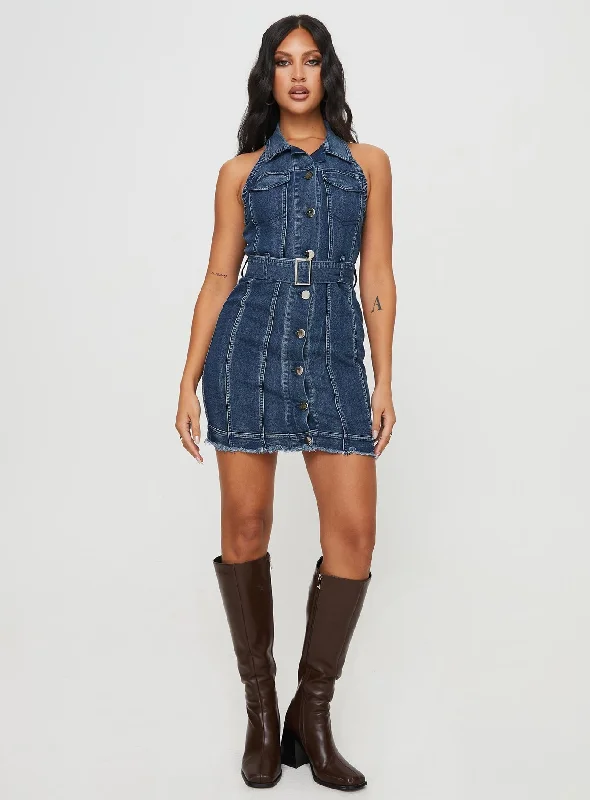 Madsen Denim Mini Dress Mid Blue