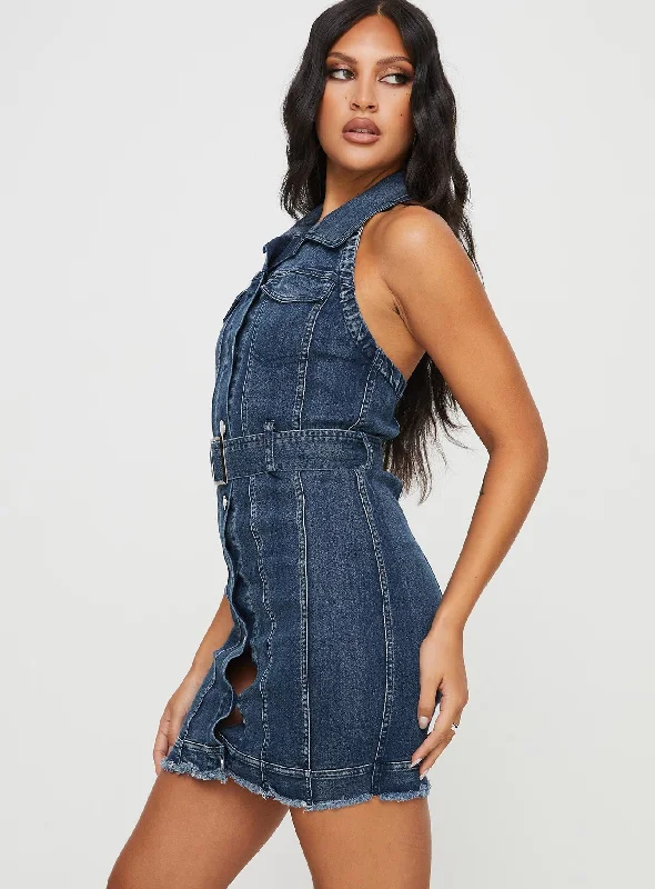 Madsen Denim Mini Dress Mid Blue