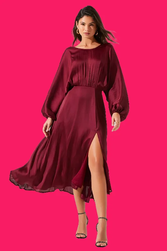 Marin Dolman Sleeve Dress - Wine