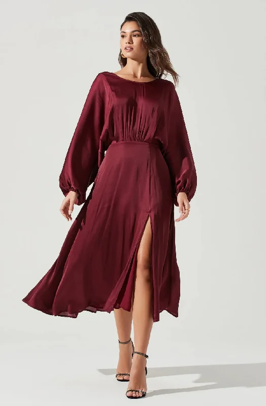 Marin Dolman Sleeve Dress - Wine