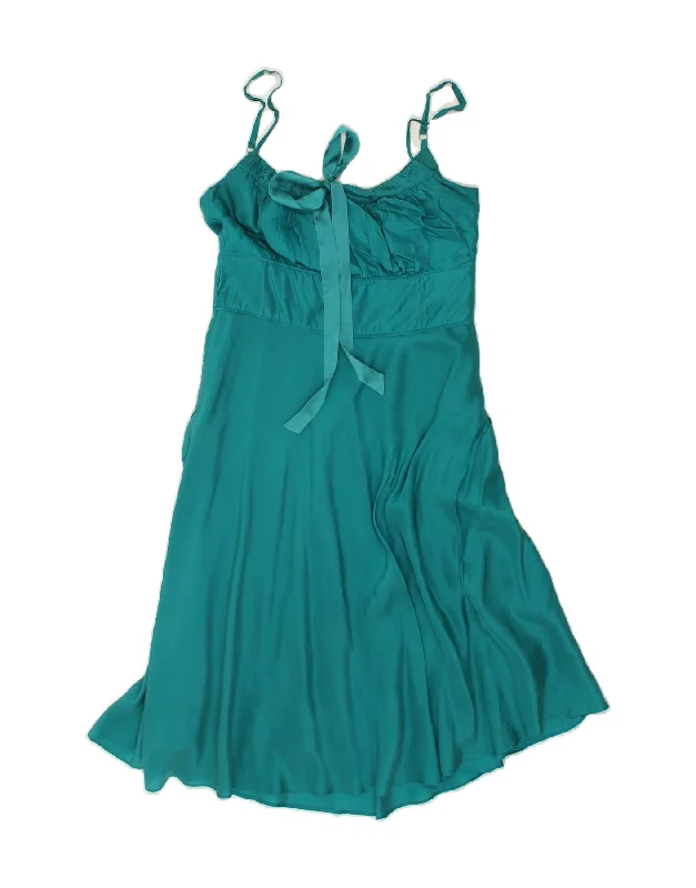 MONSOON Womens Slip Dress UK 12 Medium Turquoise Silk