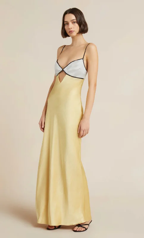 Nadia Bustier Maxi Dress - Straw / Ivory