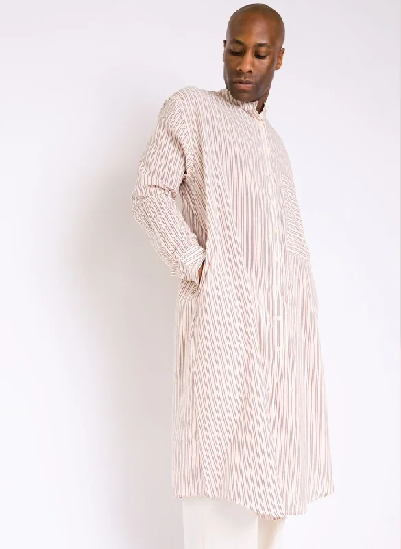 Unisex Nat Shirt Dress, geranium stripe