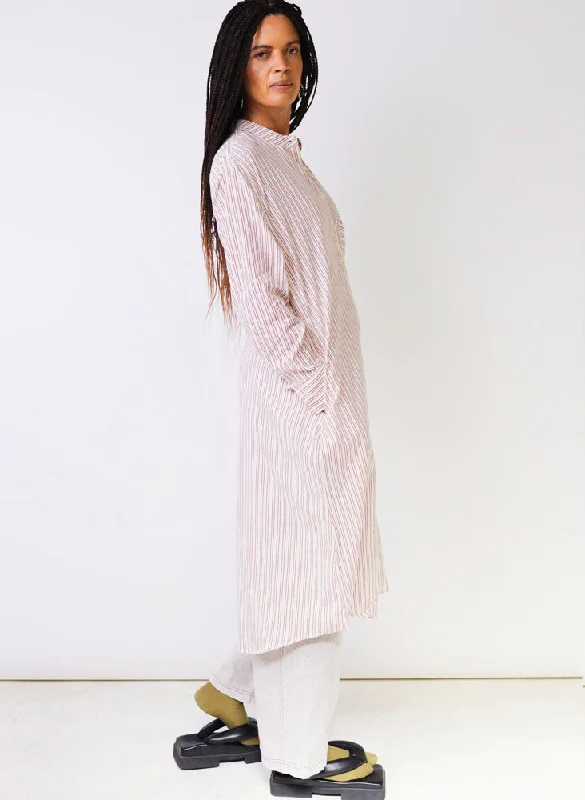 Unisex Nat Shirt Dress, geranium stripe