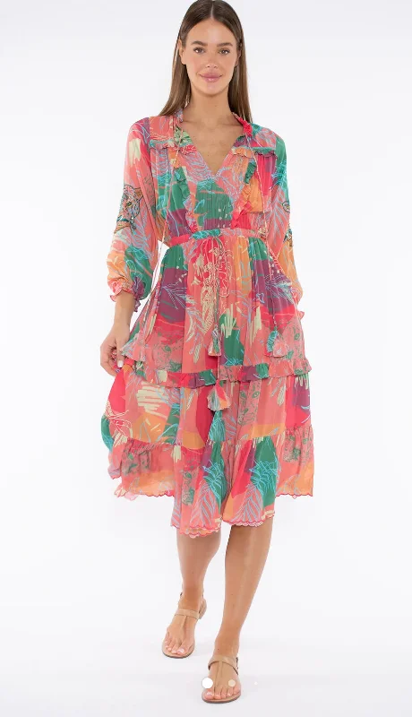 Liberia Dress Pink Abstract Jungle FINAL SALE