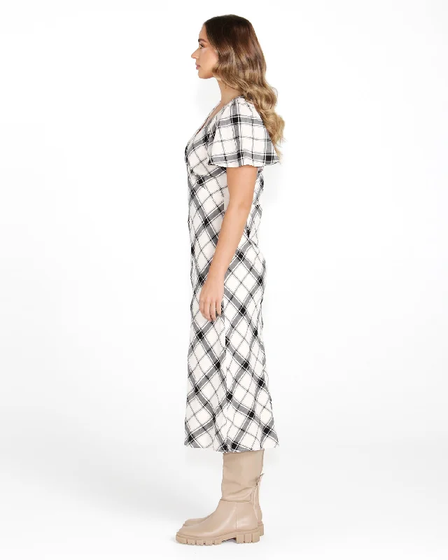 Sass Valentina Bias Midi Dress Check