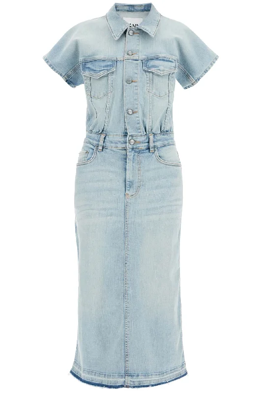 stretch denim midi dress in 8 J1520 TINT WASH