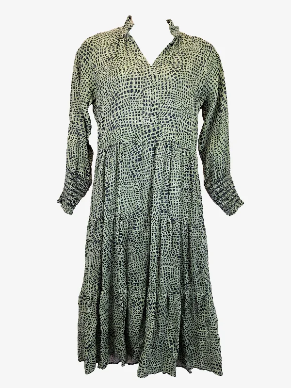 The Dreamer Label Sage Tiered Spotty Midi Dress Size M