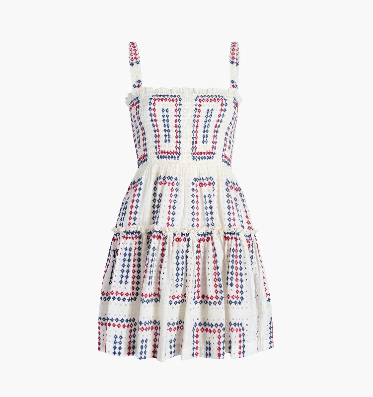 The Seraphina Mini Nap Dress - Geo Eyelet