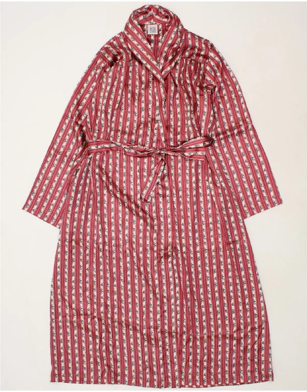 VINTAGE Womens Robe Wrap Dress UK 16 Large Red Striped Polyester