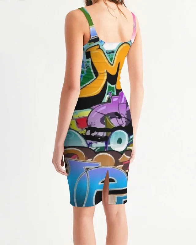 AKH Graffiti Art Women's Midi Bodycon Dress