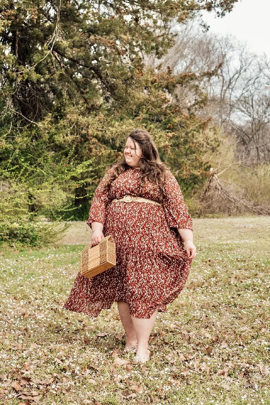 Asher Burgundy Floral Textured Dress