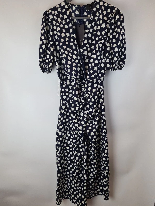 AX Paris Navy Heart Print Short Sleeve Midi Dress Size 8 **** V241