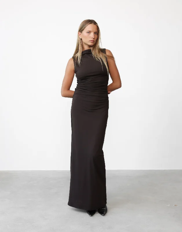 Caprice Maxi Dress (Chocolate)