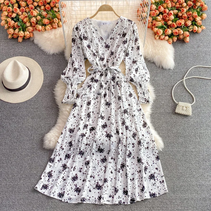 Cute v neck long sleeve dress fashion dress  463