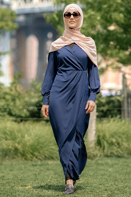 Navy Wrap Maxi Dress