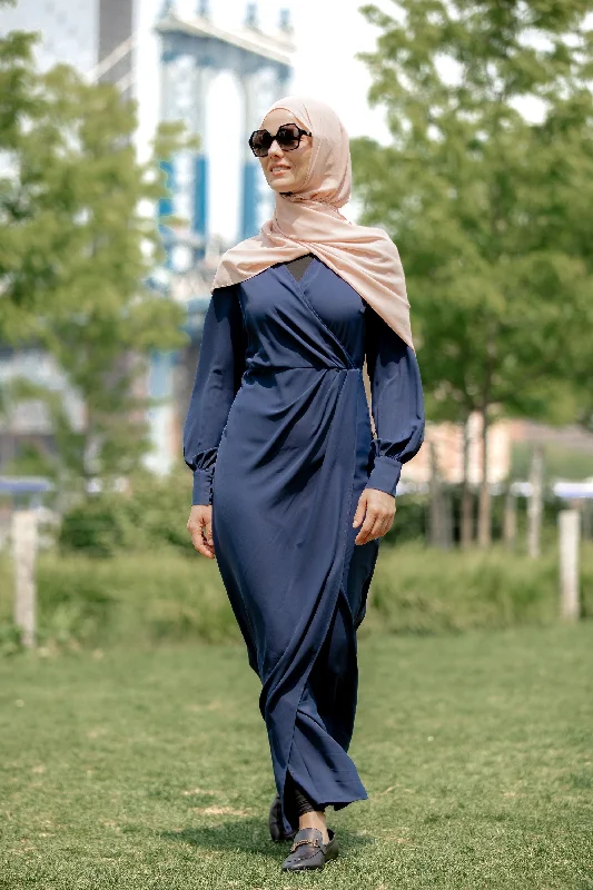 Navy Wrap Maxi Dress