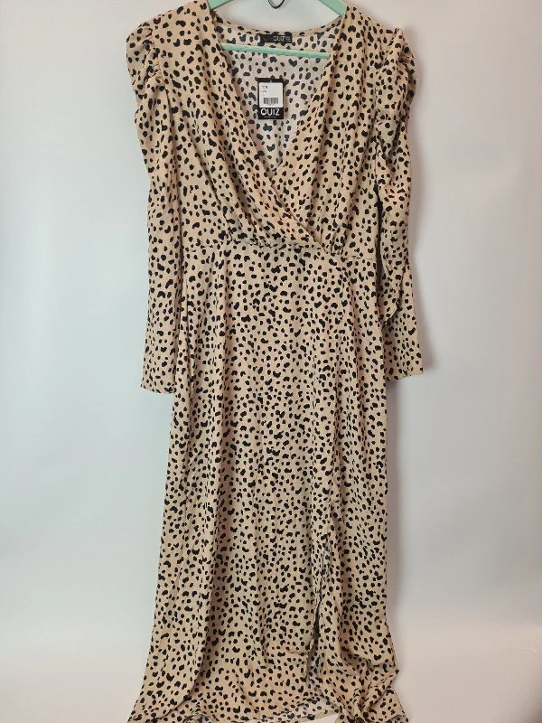 Quiz Animal Print Wrap Long Sleeve Midi Dress Size UK 12 **** V27