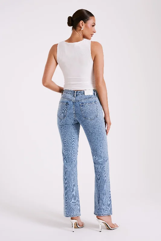 Stephy Low Rise Straight Leg Denim Jean - Vintage Blue