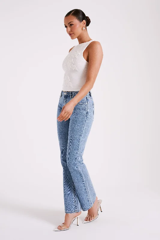 Stephy Low Rise Straight Leg Denim Jean - Vintage Blue