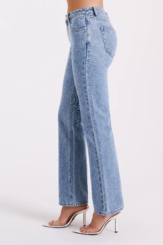 Stephy Low Rise Straight Leg Denim Jean - Vintage Blue