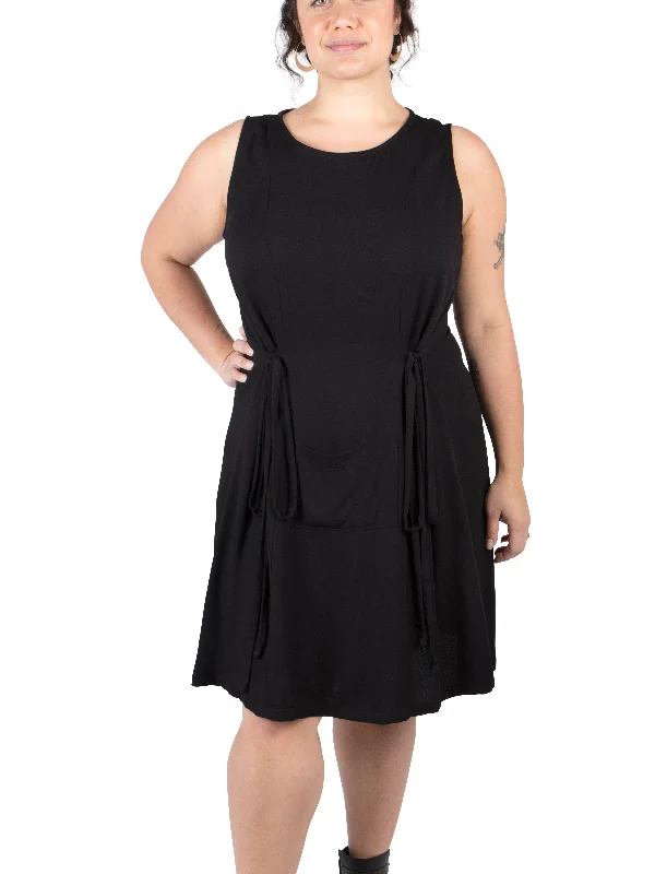 Tia Dress in Black Linen