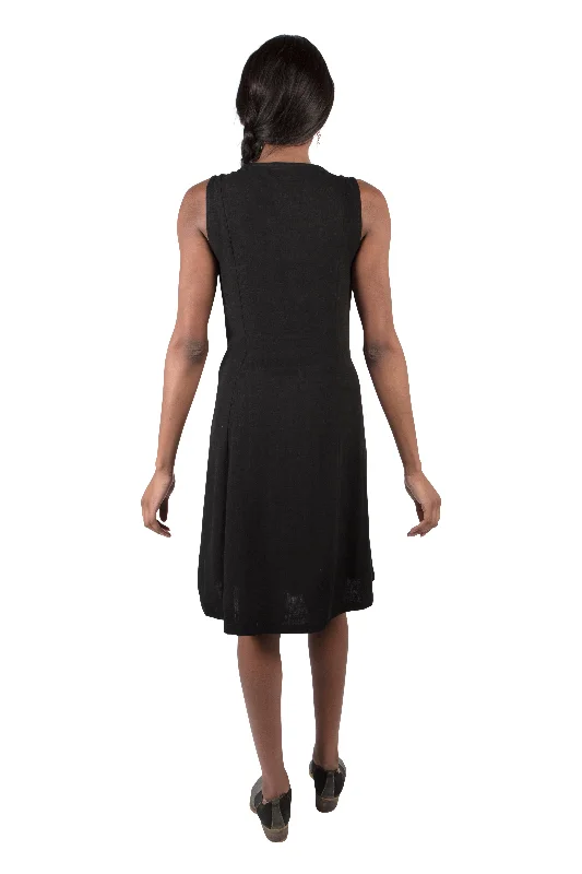 Tia Dress in Black Linen