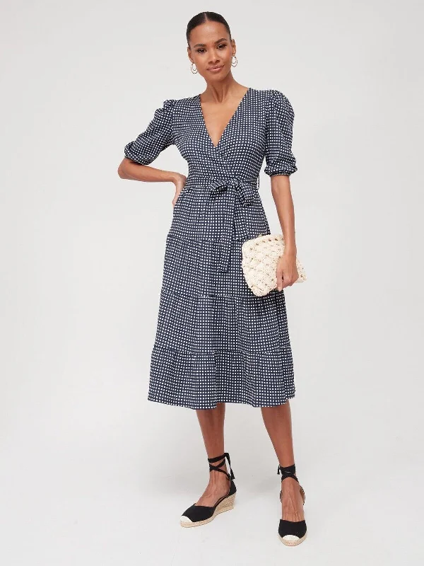 Womens Crinkle Tiered Wrap Midaxi Dress. UK 14 **** Ref V517